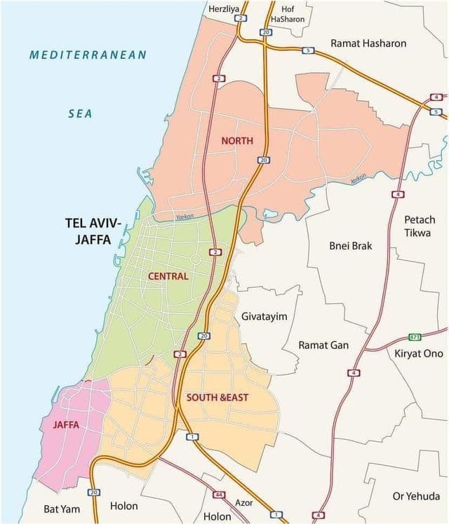 Mappa delle strade di Tel Aviv