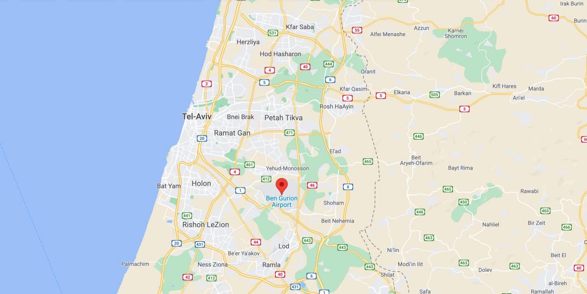 Mappa degli aeroporti di Tel Aviv