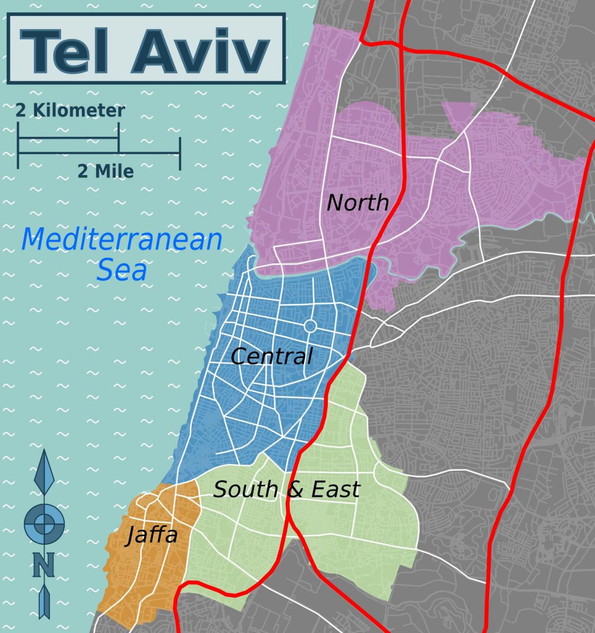 Mappa del quartiere di Tel Aviv