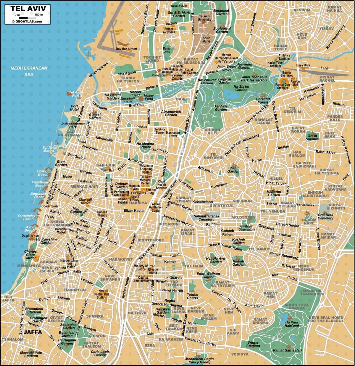 Mappa del centro di Tel Aviv