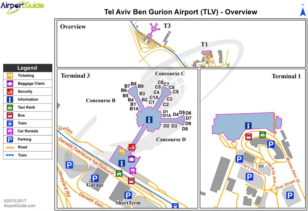 Mappa del terminal dell'aeroporto di Tel Aviv