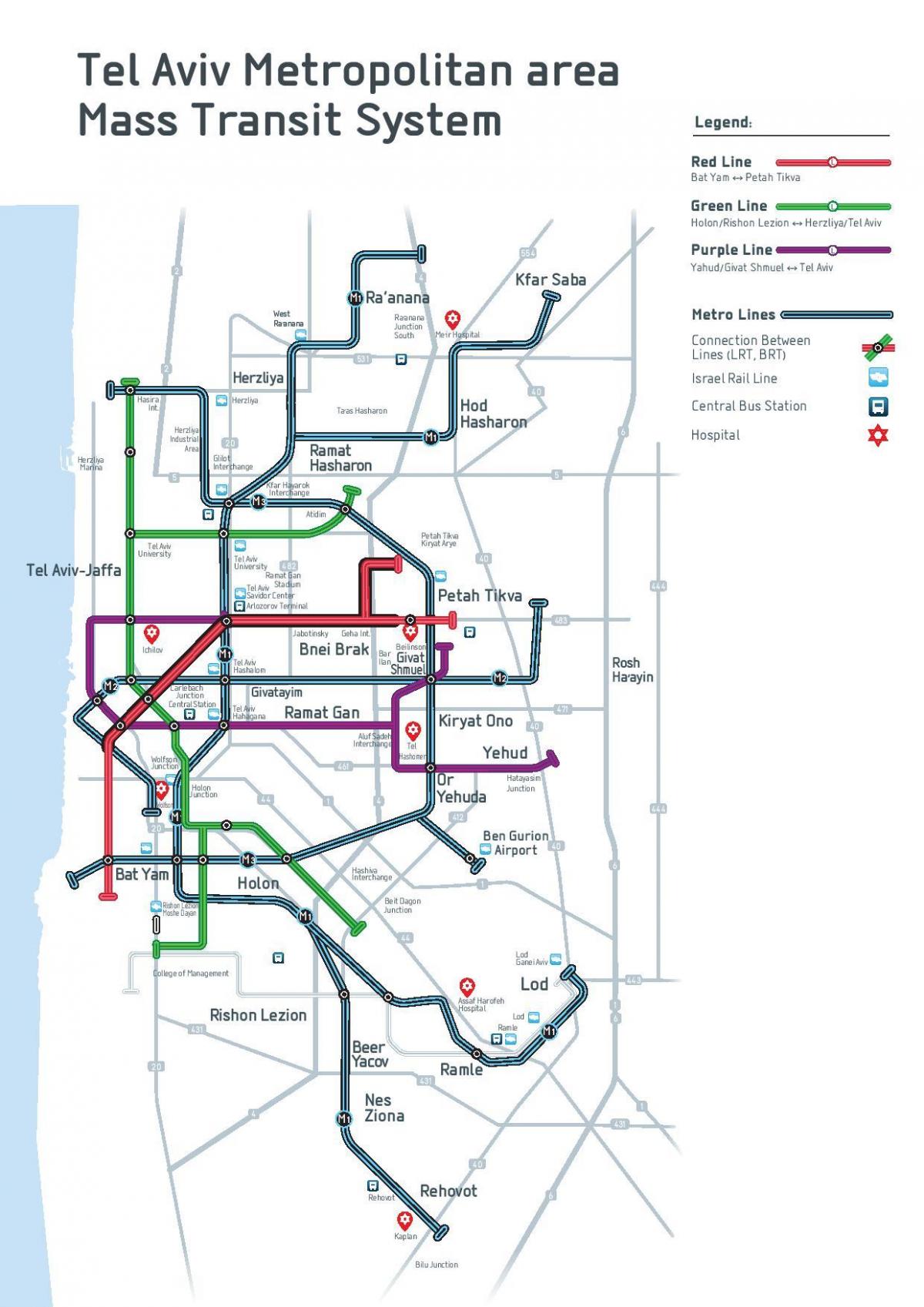 Mappa della stazione della metropolitana di Tel Aviv