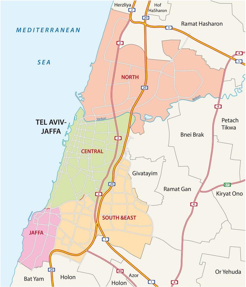 Mappa delle strade di Tel Aviv