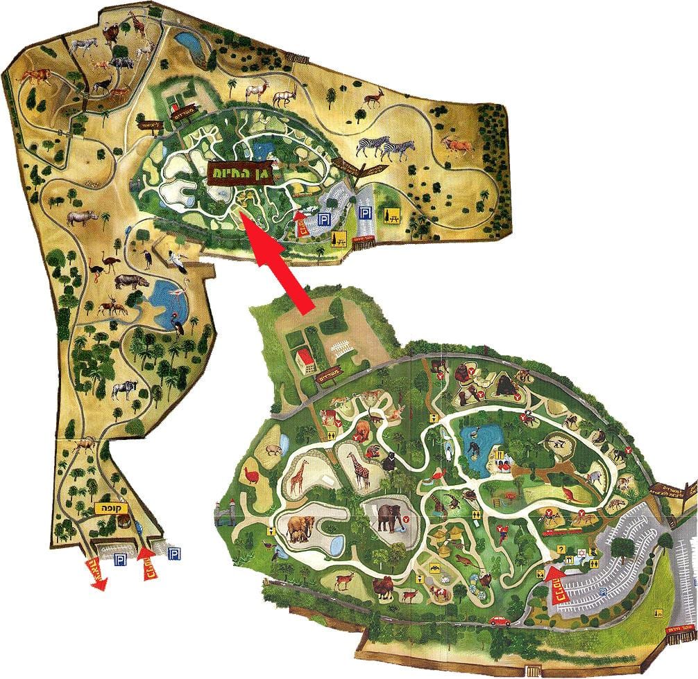 Mappa del parco dello zoo di Tel Aviv