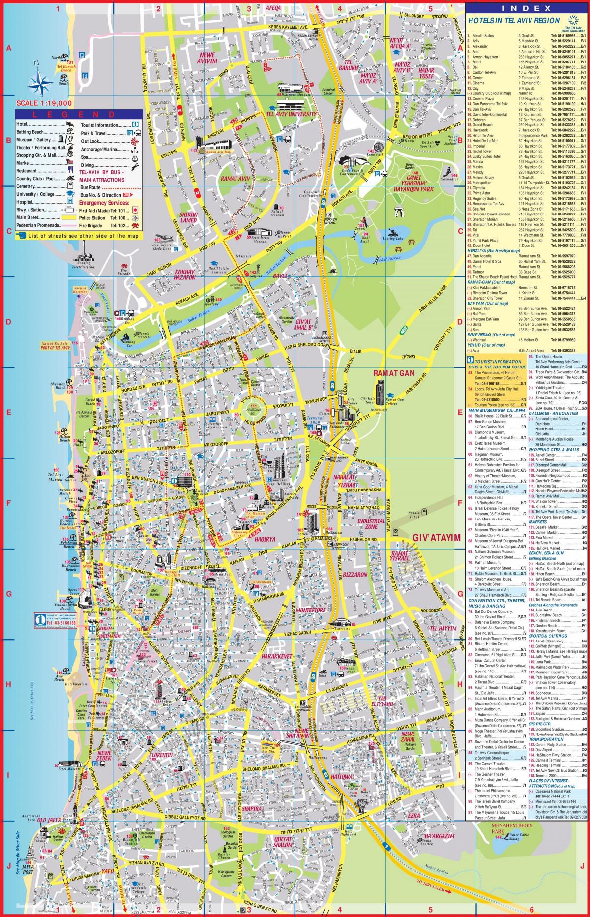 Mappa turistica di Tel Aviv