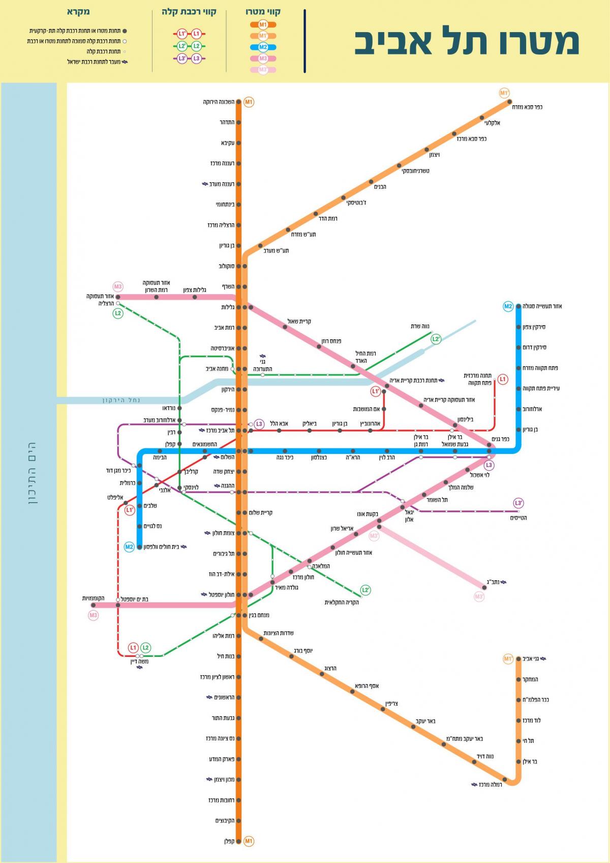 Mappa delle stazioni della metropolitana di Tel Aviv