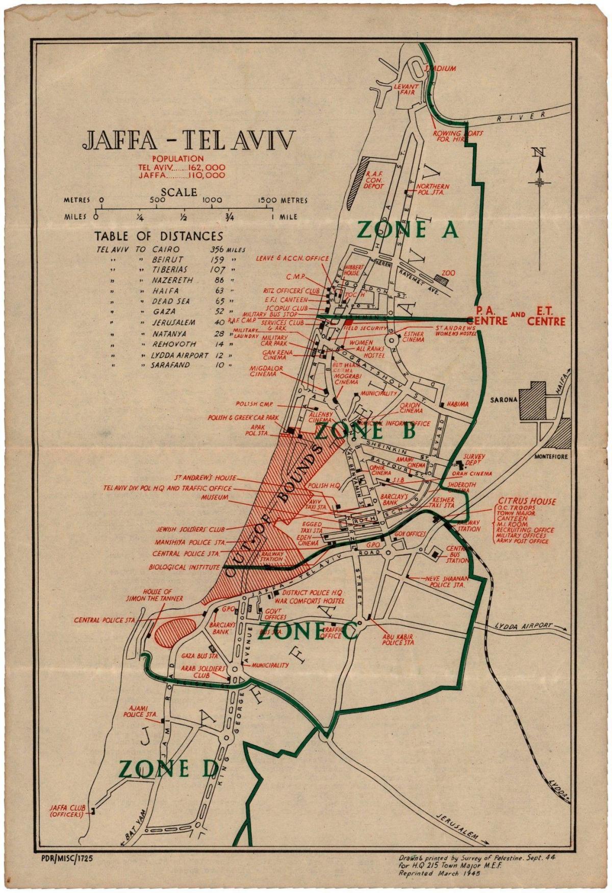 Mappa storica di Tel Aviv